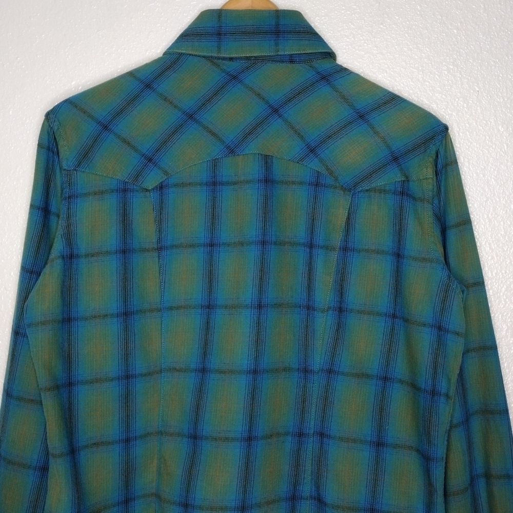 Panhandle Slim Powder River Outfitters Plaid Flannel Western Button Down Shirt - Picture 5 of 14